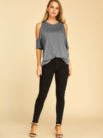 NEW FEELING Womens Gray Blouses