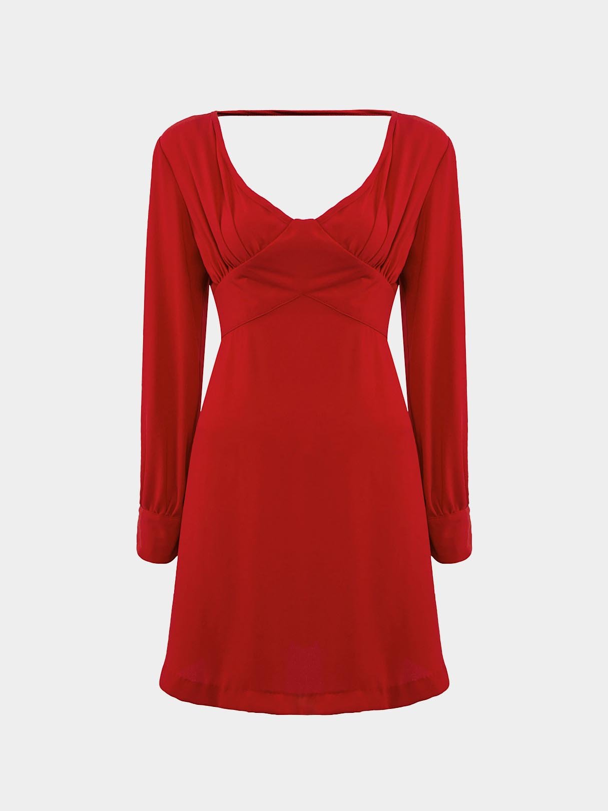 Wholesale Burgundy V-Neck Long Sleeve Crossed Front Dresses