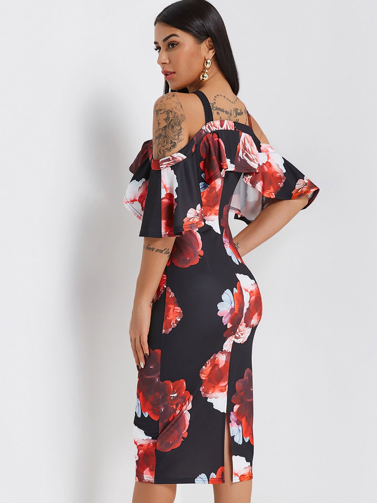 NEW FEELING Womens Black Floral Dresses