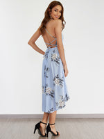 NEW FEELING Womens Light Blue Floral Dresses