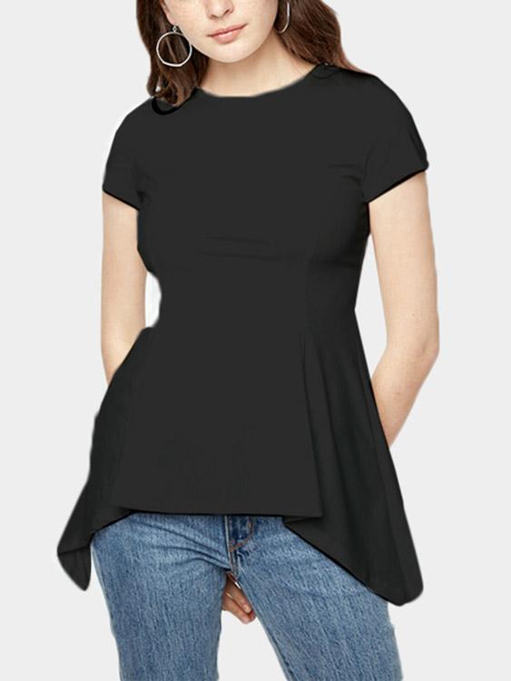 Wholesale Round Neck Top With Flounced Hem