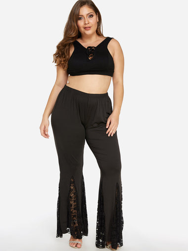 Wholesale Lace Hollow Black Plus Size Bottoms