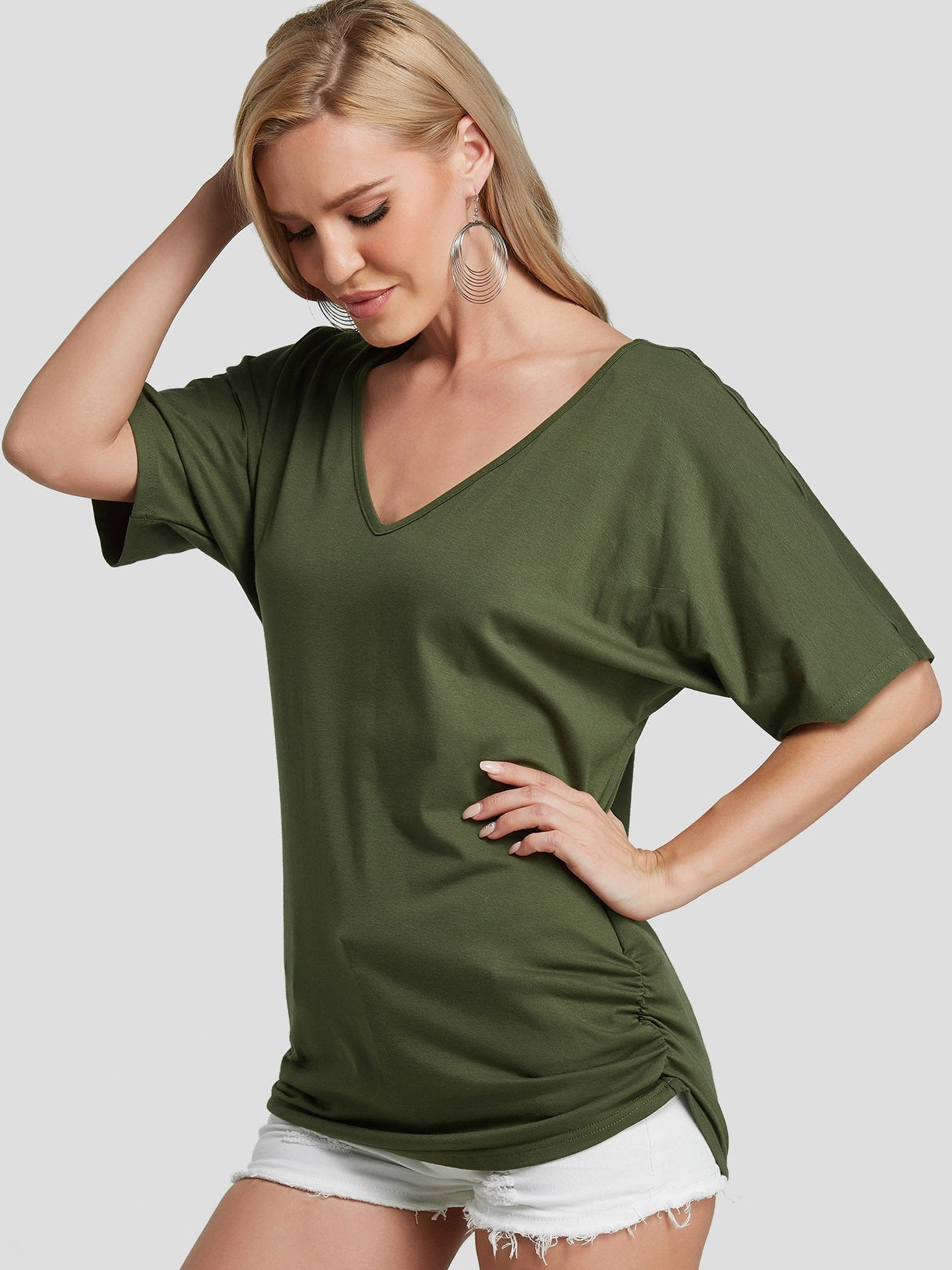 Wholesale V-Neck Plain Half Sleeve T-Shirts