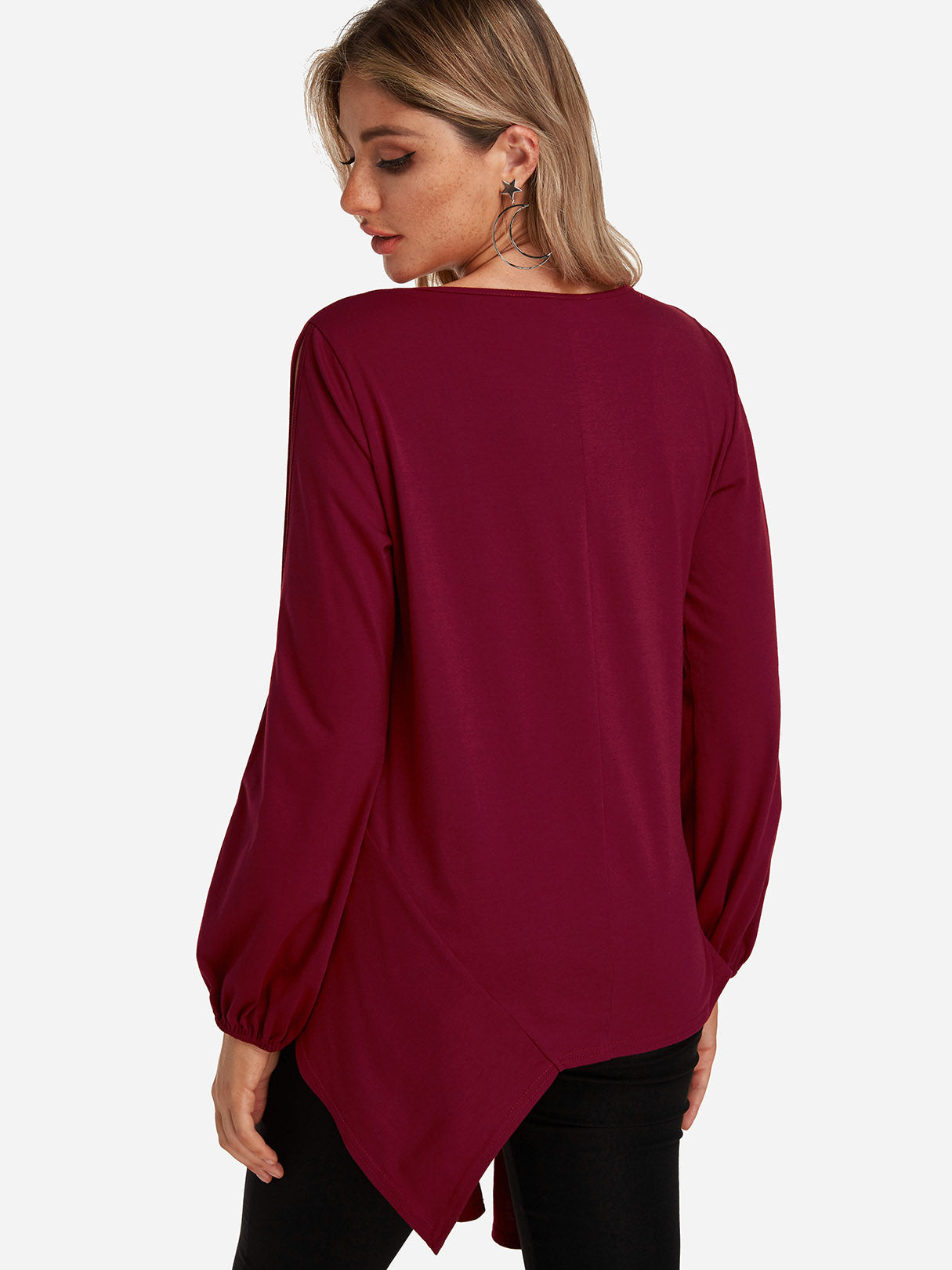 NEW FEELING Womens Burgundy T-Shirts