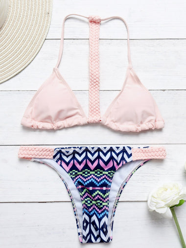 Wholesale Halter Sleeveless Two Piece Bikinis Set