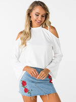 Wholesale Cold Shoulder Plain White T-Shirts