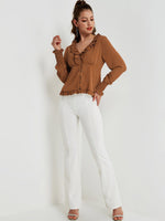 NEW FEELING Womens Brown Blouses
