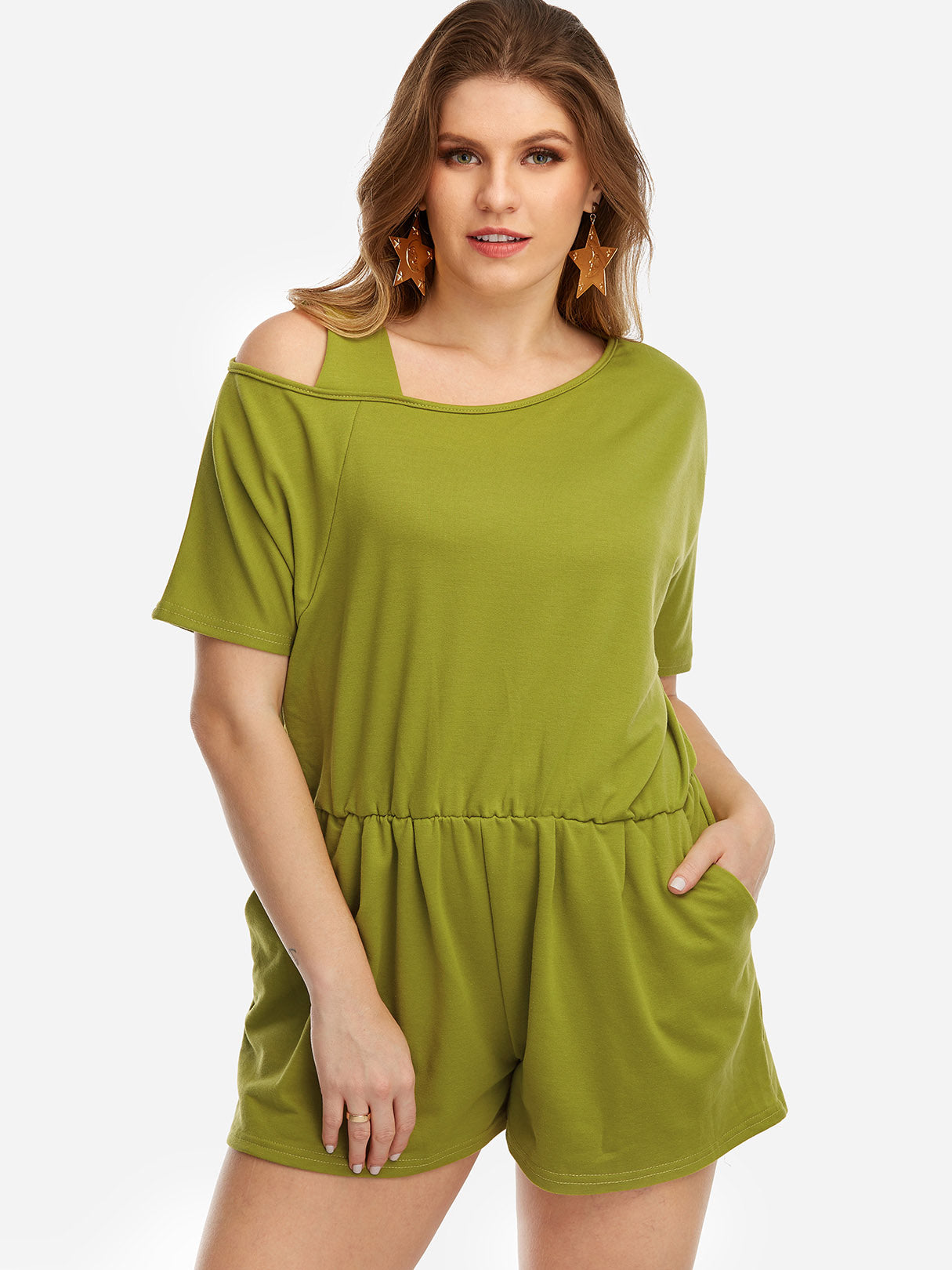 NEW FEELING Womens Green Plus Size Bottoms