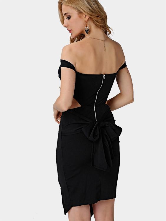 NEW FEELING Womens Black Off The Shoulder Dresses