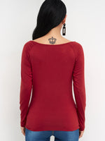 NEW FEELING Womens Burgundy T-Shirts
