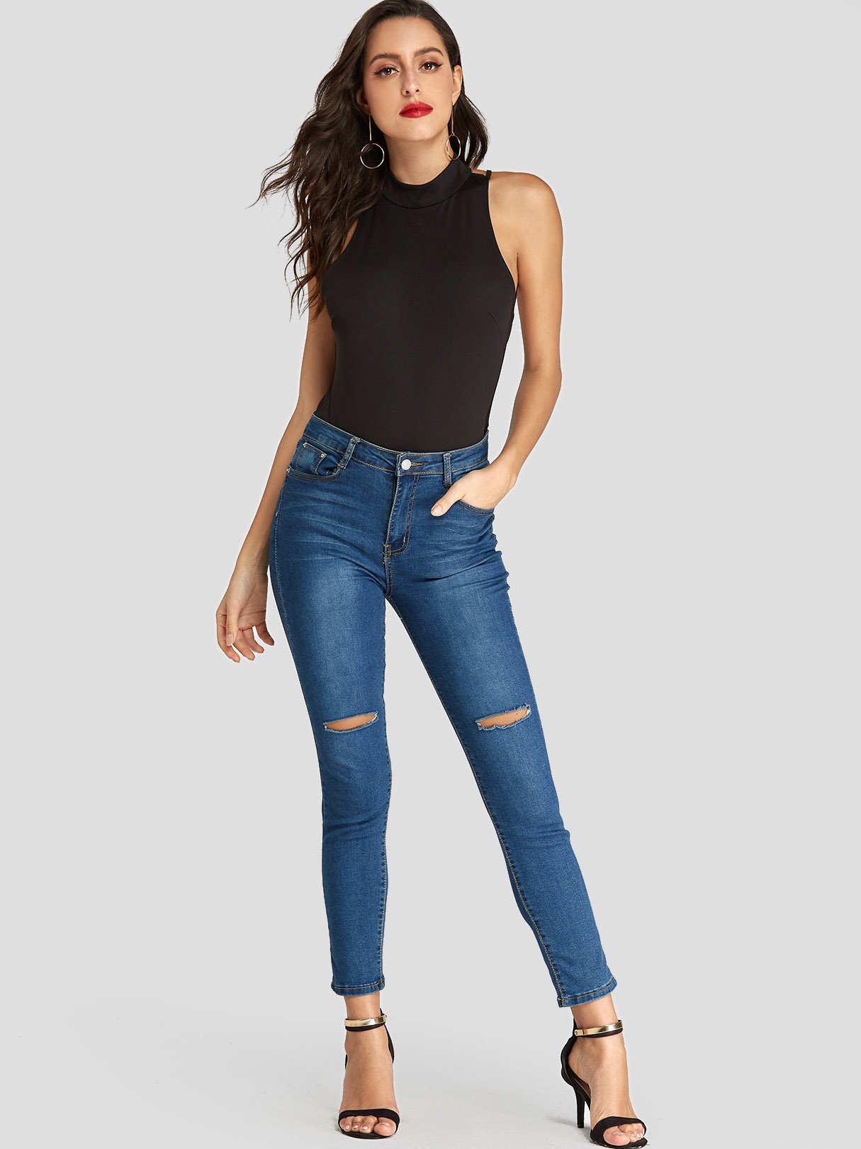 NEW FEELING Womens Black Bodysuits