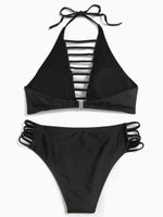 NEW FEELING Womens Black Bikinis