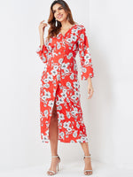 OEM Ladies Red Floral Dresses
