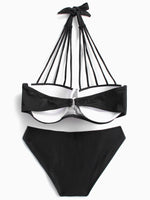 NEW FEELING Womens Black Bikinis