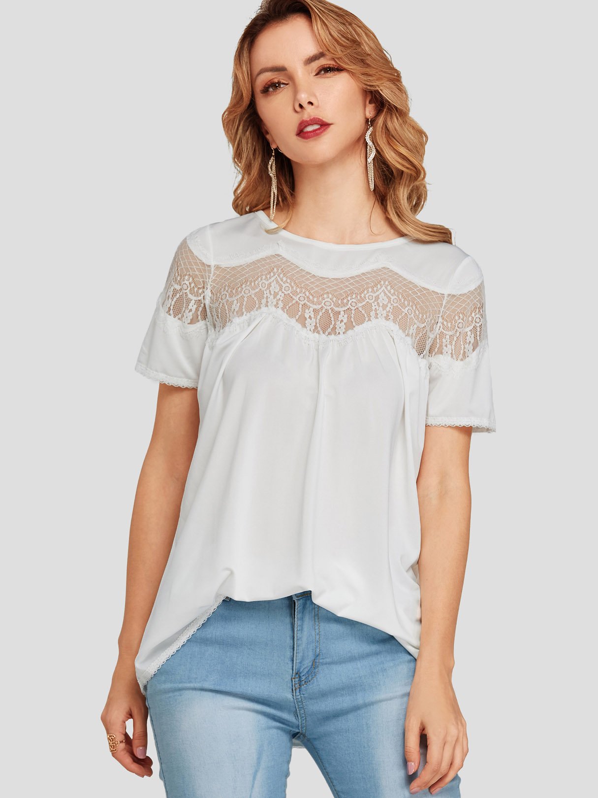 NEW FEELING Womens White T-Shirts