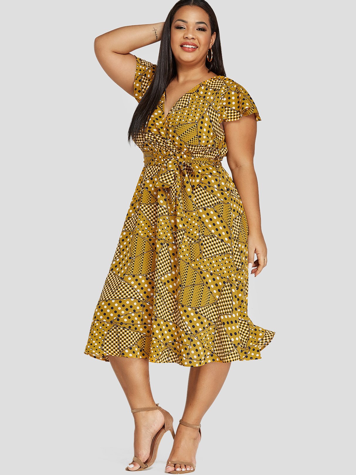 OEM Ladies Yellow Plus Size Dresses