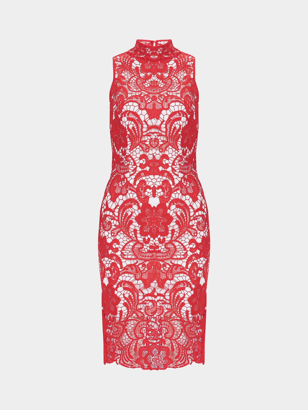 Wholesale Red Sleeveless Lace High Waist Sexy Dress
