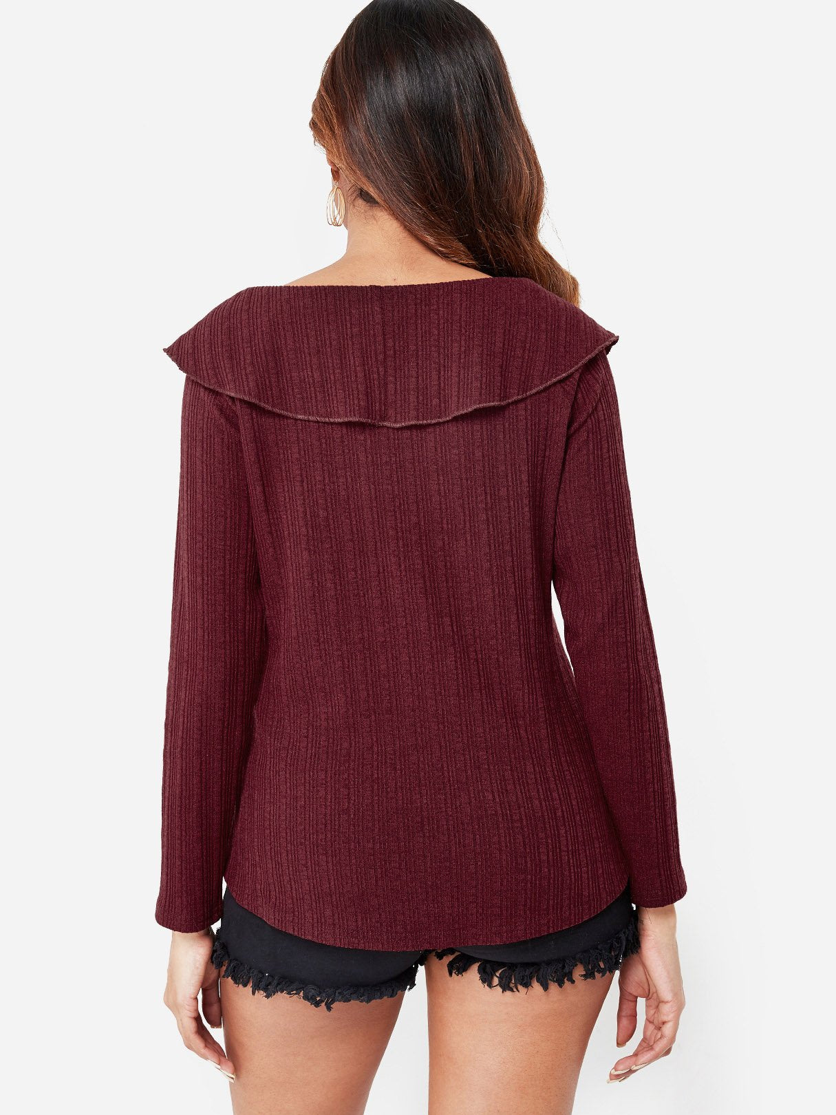 NEW FEELING Womens Burgundy T-Shirts