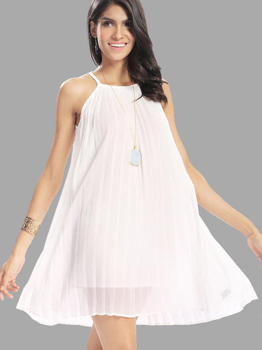 Wholesale White Sleeveless Mini Dresses