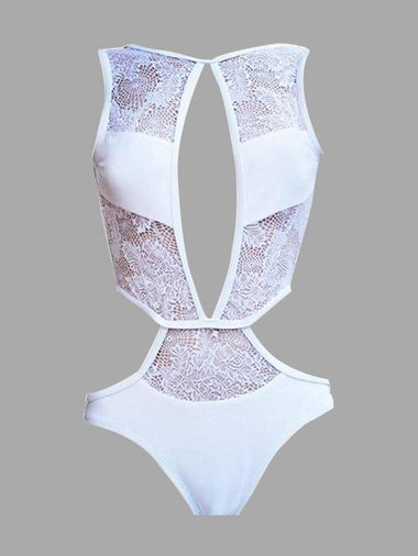 Wholesale Sleeveless Lace Cut Out One-Pieces Swimsuits