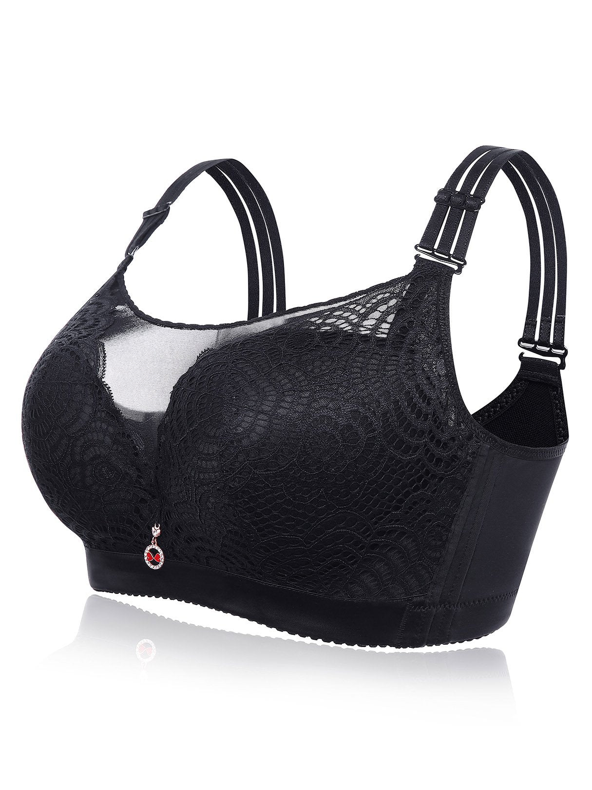Wholesale Plus Size Embroidery Gather Full Cup Wireless Bra