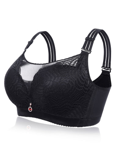 Wholesale Plus Size Embroidery Gather Full Cup Wireless Bra