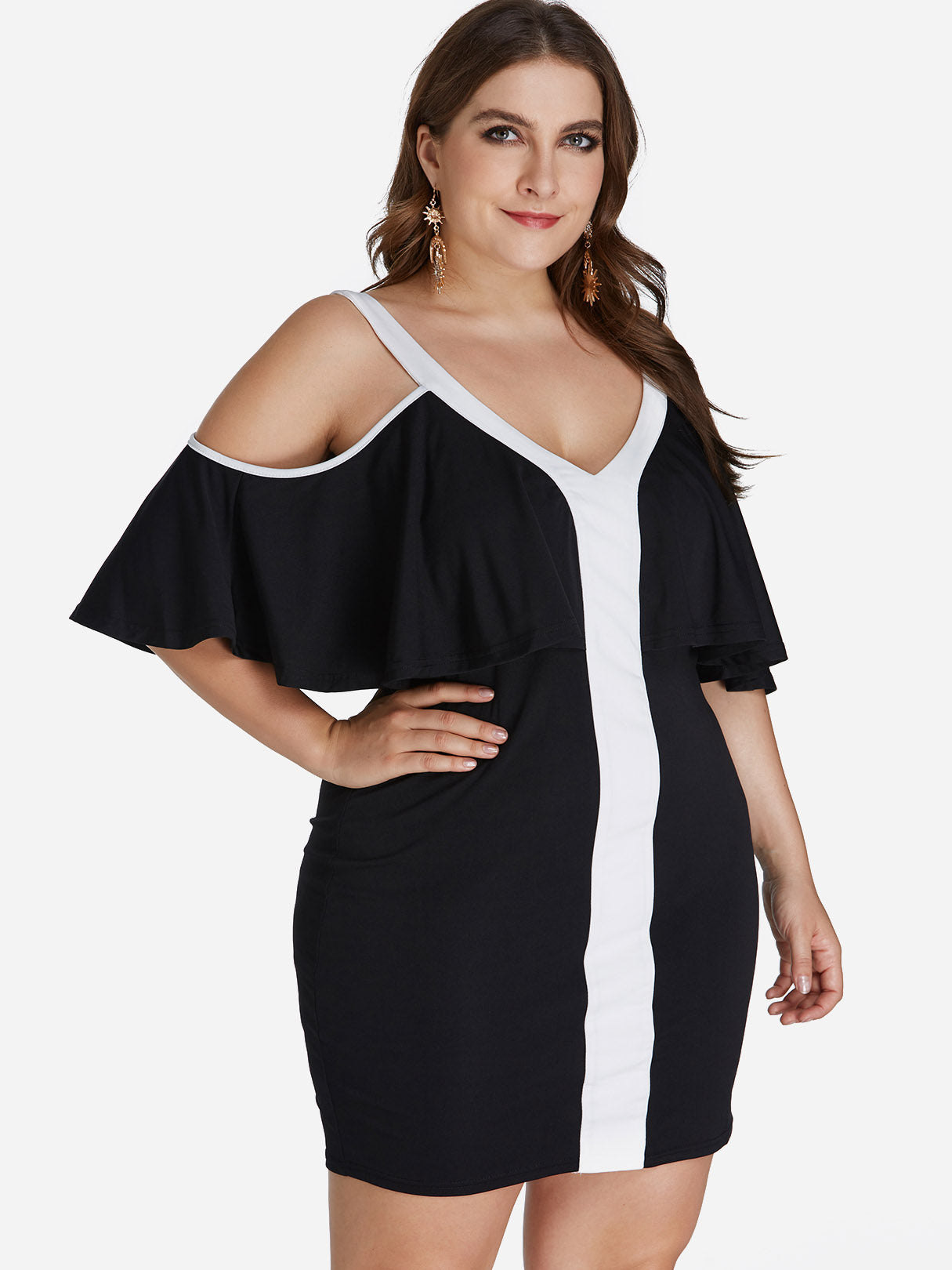 OEM Ladies Color Block Plus Size Dresses