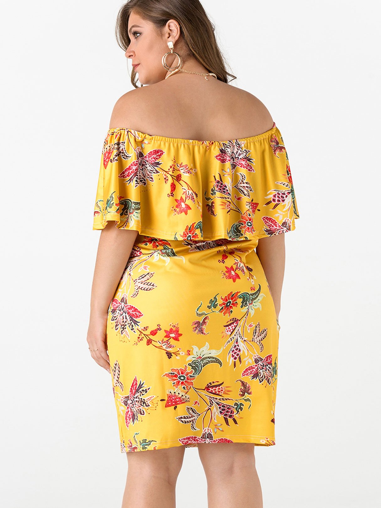 NEW FEELING Womens Yellow Plus Size Dresses