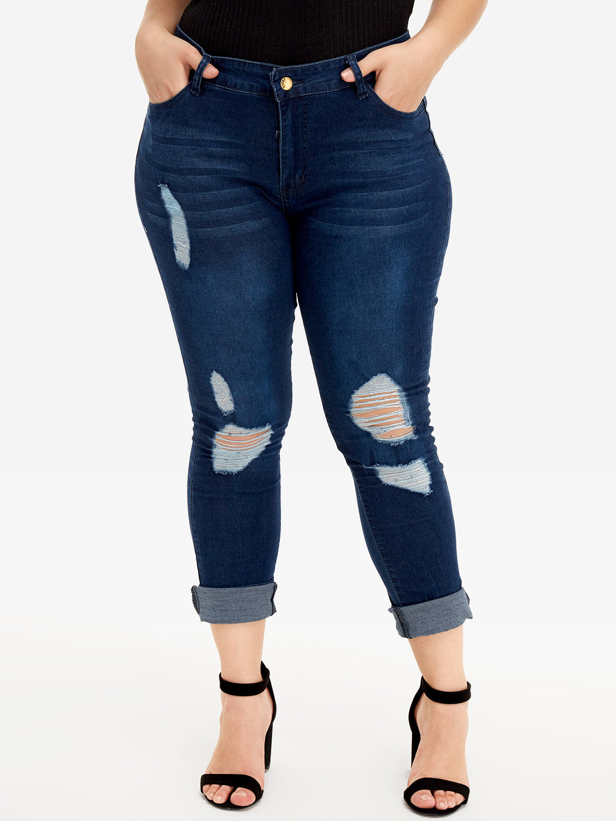 NEW FEELING Womens Navy Plus Size Bottoms