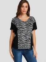 Wholesale V-Neck Zebra Short Sleeve T-Shirts