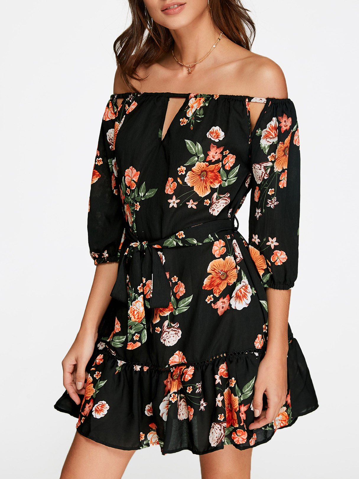 Custom Womens Floral Print Mini Dress