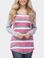 Wholesale Round Neck Long Sleeve Curved Hem Light Pink T-Shirts