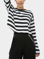 Wholesale Round Neck Stripe Long Sleeve Tee