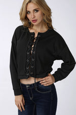 Wholesale Fashion Front Lace-Up Long Sleeves Top