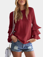 Wholesale Round Neck Long Sleeve Blouses