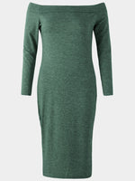 NEW FEELING Womens Green Off The Shoulder Dresses
