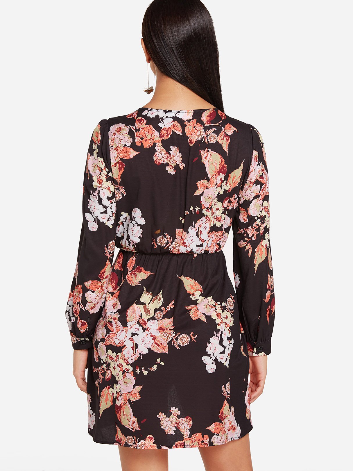 NEW FEELING Womens Black Floral Dresses