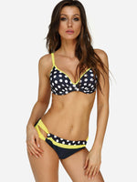 Wholesale V-Neck Sleeveless Polka Dot Bikini Set