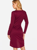 NEW FEELING Womens Burgundy V-Neck Dresses