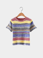 Wholesale Round Neck Stripe Short Sleeve T-Shirts