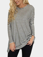 Wholesale Round Neck Stripe Long Sleeve T-Shirt