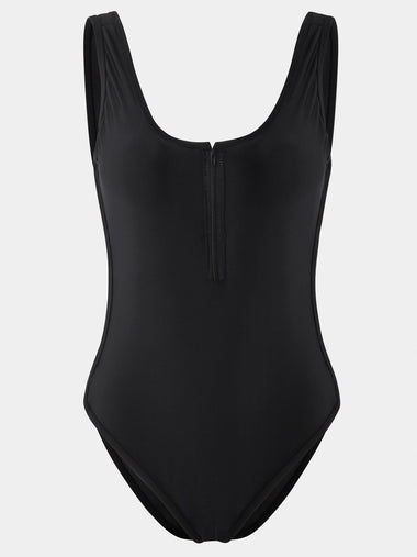 Wholesale Black Deep V Neck Sleeveless Plain Backless One-Pieces