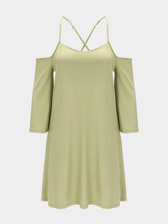 NEW FEELING Womens Army Green Mini Dresses