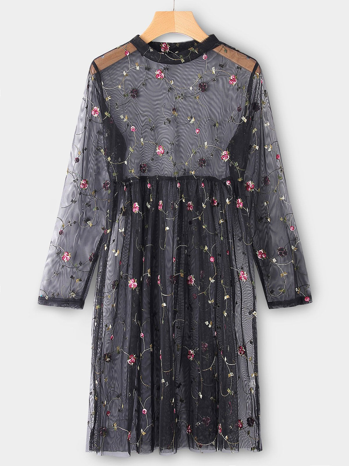 OEM Ladies Black Floral Dresses