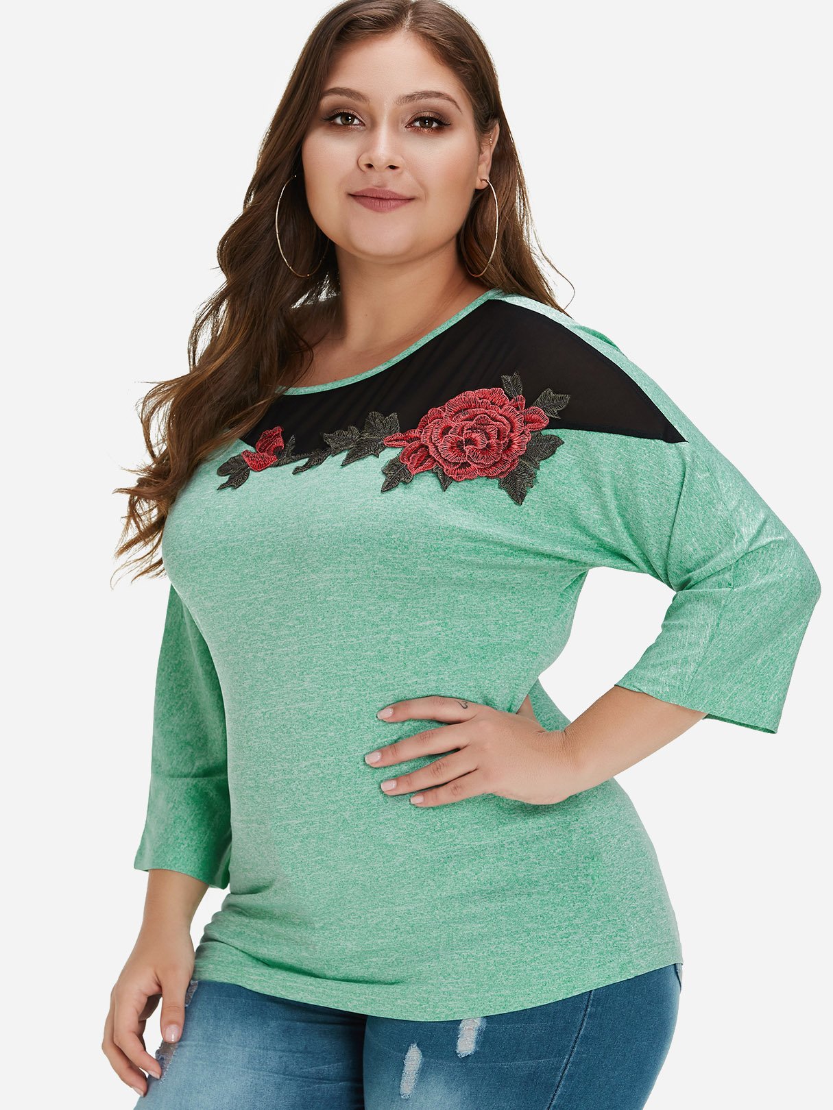 OEM Ladies Green Plus Size Tops