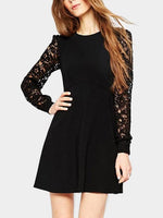 Wholesale Black Long Sleeve Plain Lace Sexy Dress