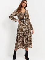 OEM Ladies Leopard V-Neck Dresses