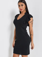OEM Ladies Black V-Neck Dresses