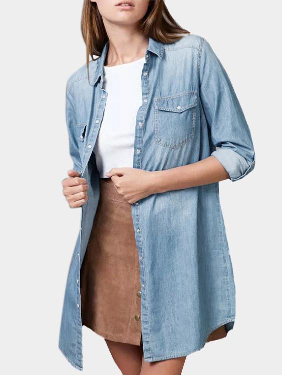 Wholesale Stripe Long Sleeve Blue Blouses