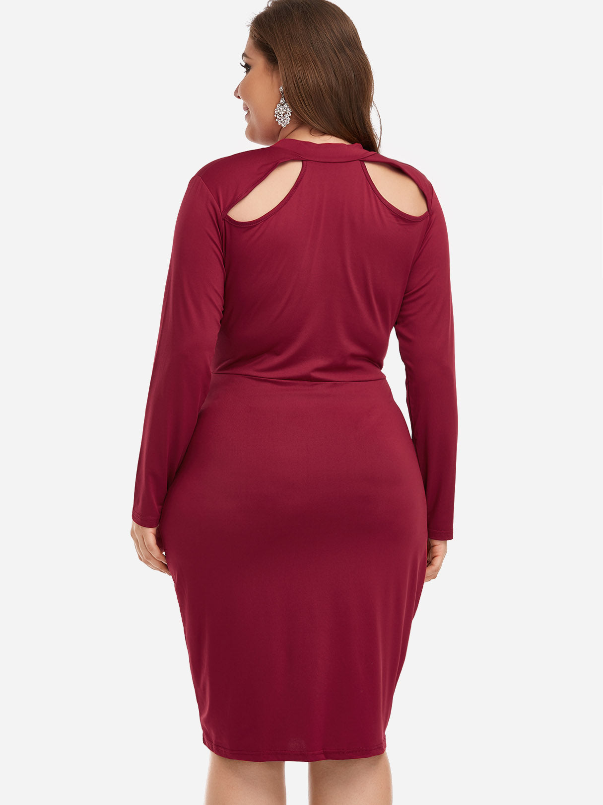 NEW FEELING Womens Burgundy Plus Size Dresses